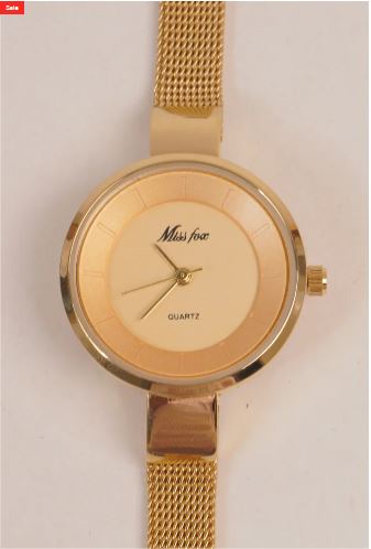 Women's Golden Chain Watch Golden Dial