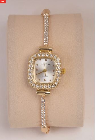Sale Golden Rosegold Chain Womans Watch Silver Dial