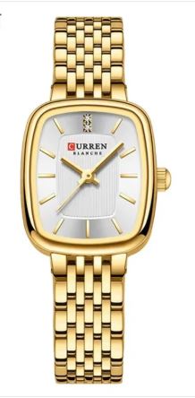 C-9093L Curren WHITE Dial golden Stainless Chain Steel Analog Quartz Women's Watch.