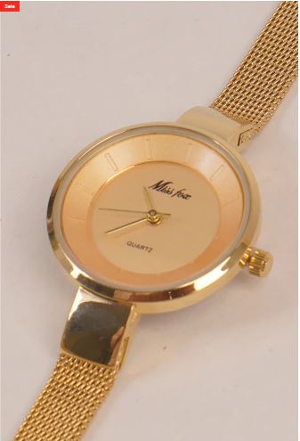 Women's Golden Chain Watch Golden Dial