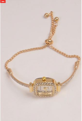 Sale Golden Rosegold Chain Womans Watch Silver Dial