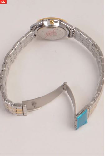 Two Tone Silver Chain Womans Watch White Dial