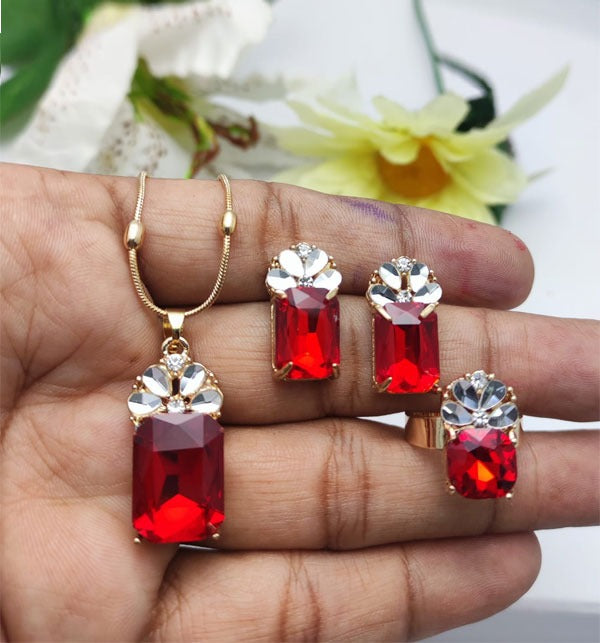 Stone Chain Locket Set