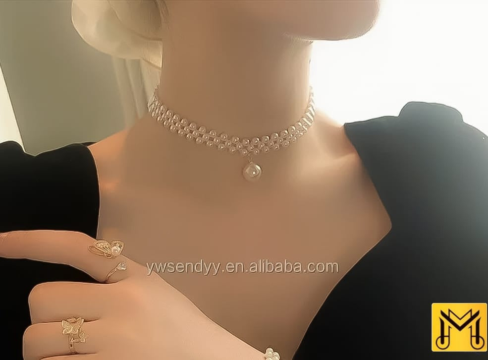 Elegant Double-Strand Pearl Necklace with Statement Pendant