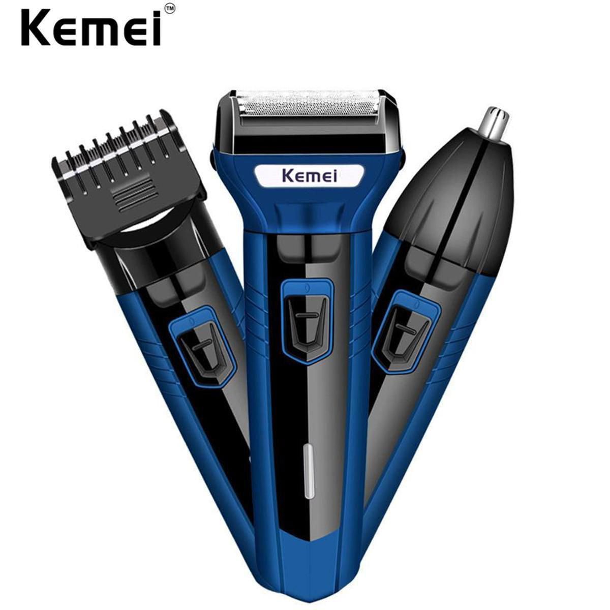 Kemei 3-in-1 Electric Shaving Machine – Trimmer, Shaver & Nose Hair Remover