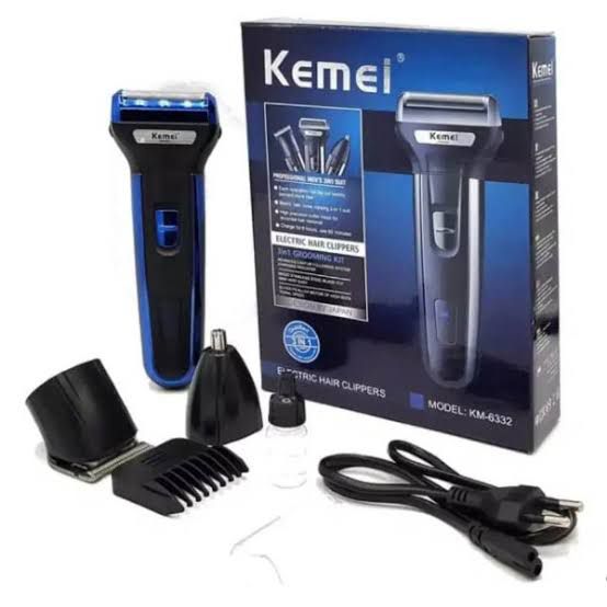 Kemei 3-in-1 Electric Shaving Machine – Trimmer, Shaver & Nose Hair Remover