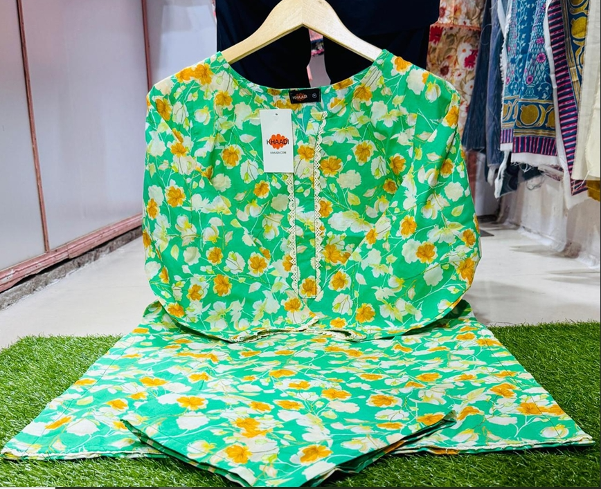 Khaadi Lawn 2-Piece Green Floral Printed Suit
