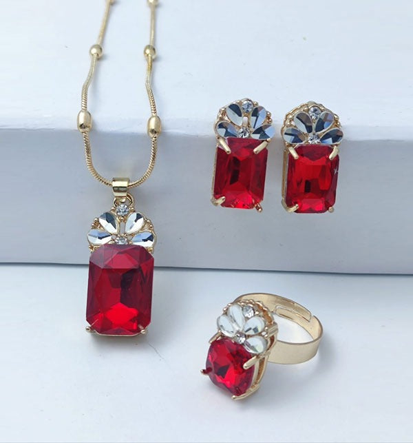 Stone Chain Locket Set